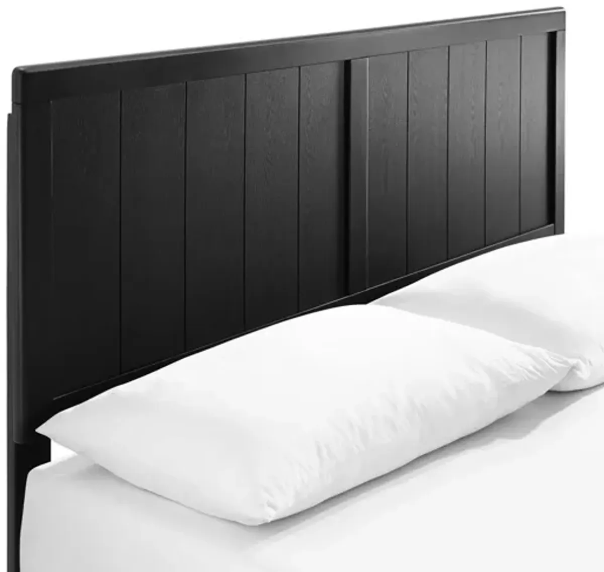 Alana Queen Wood Platform Bed With Angular Frame in Black