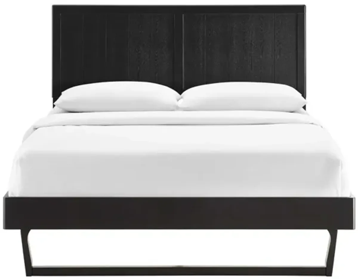 Alana Queen Wood Platform Bed With Angular Frame in Black