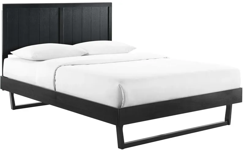 Alana Queen Wood Platform Bed With Angular Frame in Black