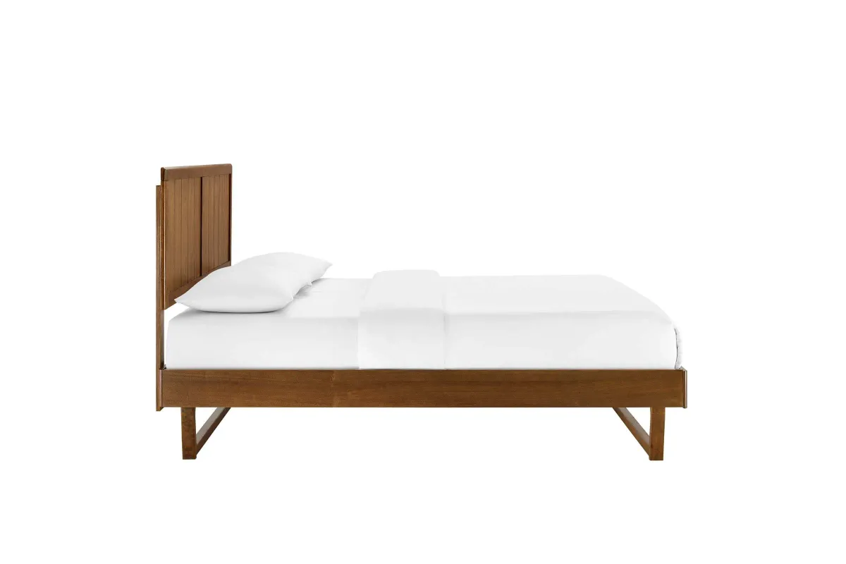 Alana Queen Wood Platform Bed With Angular Frame in Walnut