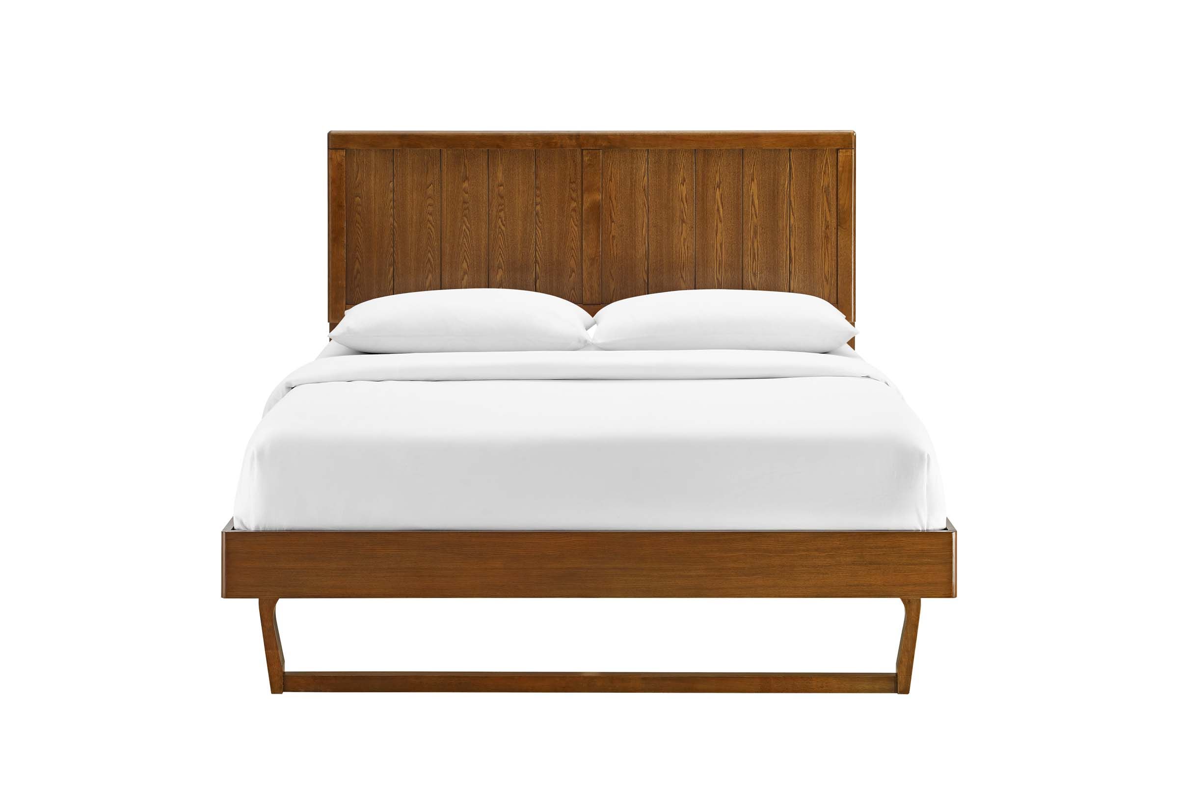 Alana Queen Wood Platform Bed With Angular Frame in Walnut