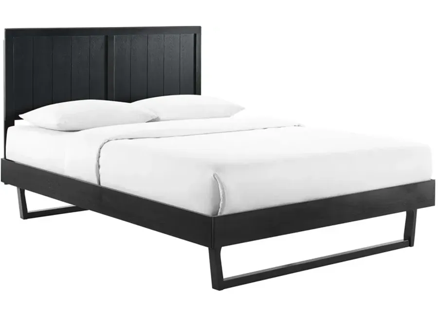 Alana King Wood Platform Bed With Angular Frame in Black
