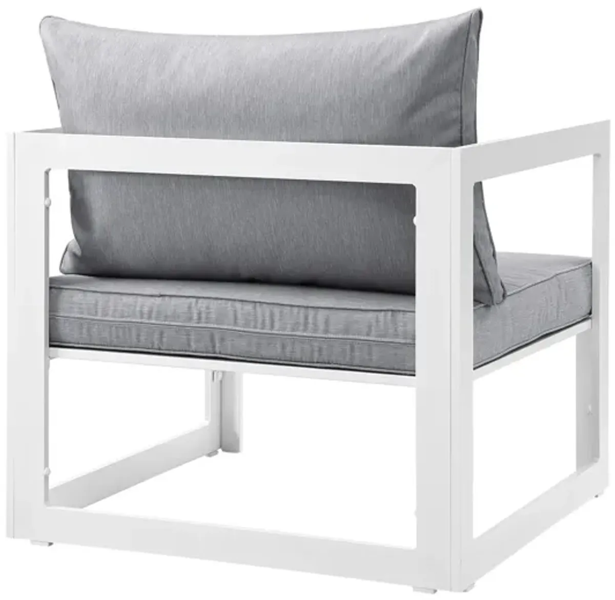 Fortuna Outdoor Patio Armchair in White Gray