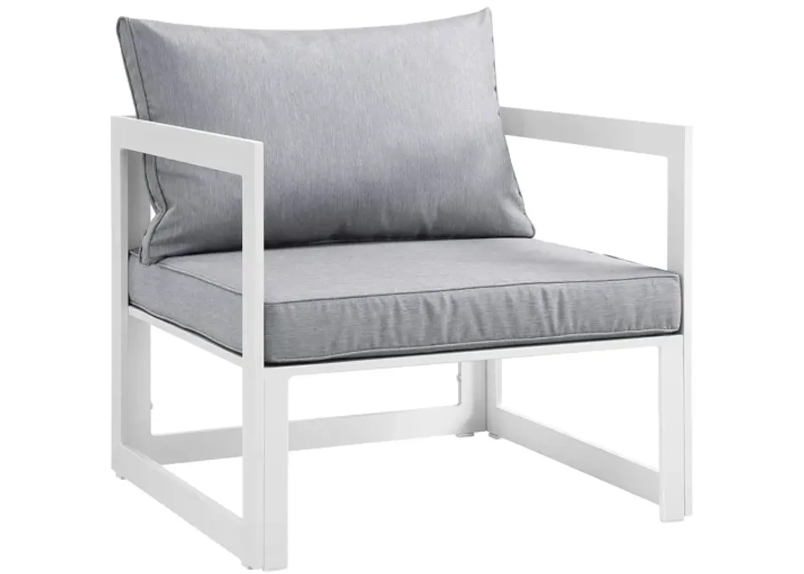 Fortuna Outdoor Patio Armchair in White Gray