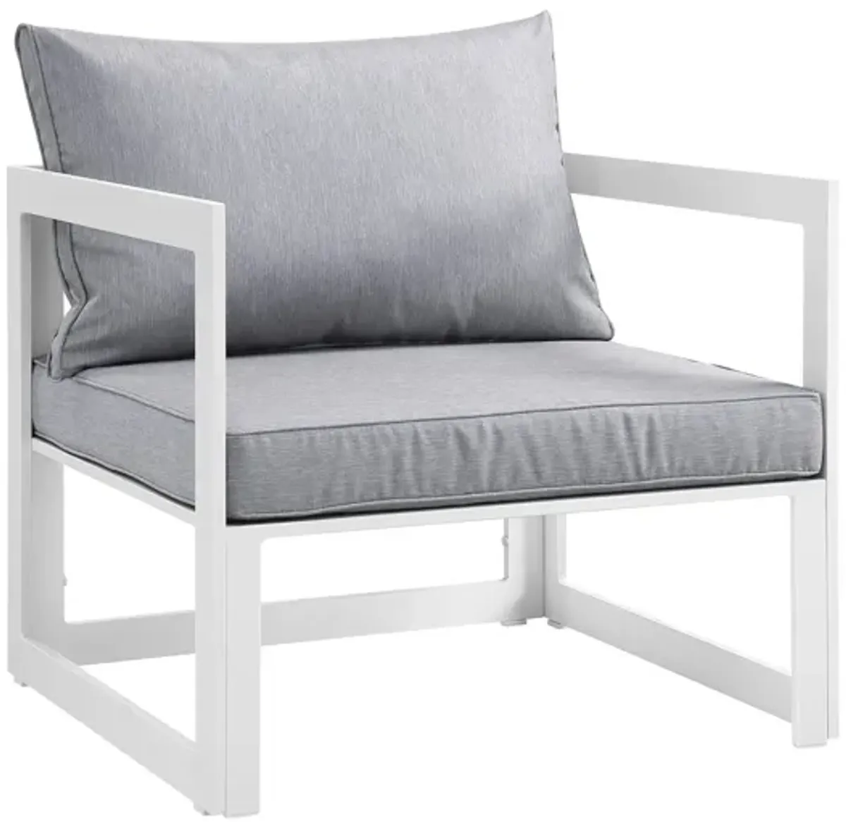 Fortuna Outdoor Patio Armchair in White Gray