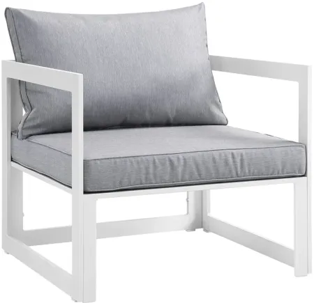 Fortuna Outdoor Patio Armchair in White Gray