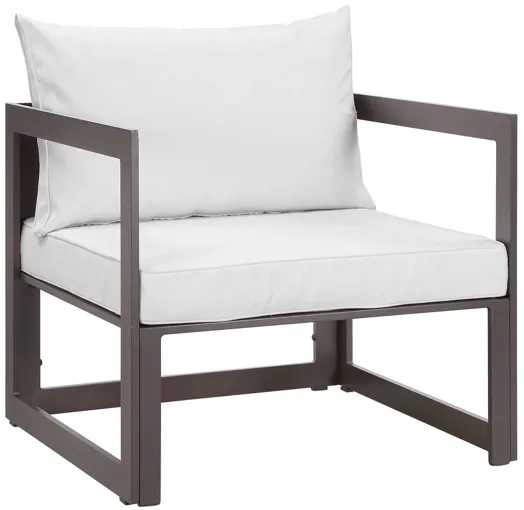 Fortuna Outdoor Patio Armchair in Brown White