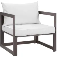 Fortuna Outdoor Patio Armchair in Brown White