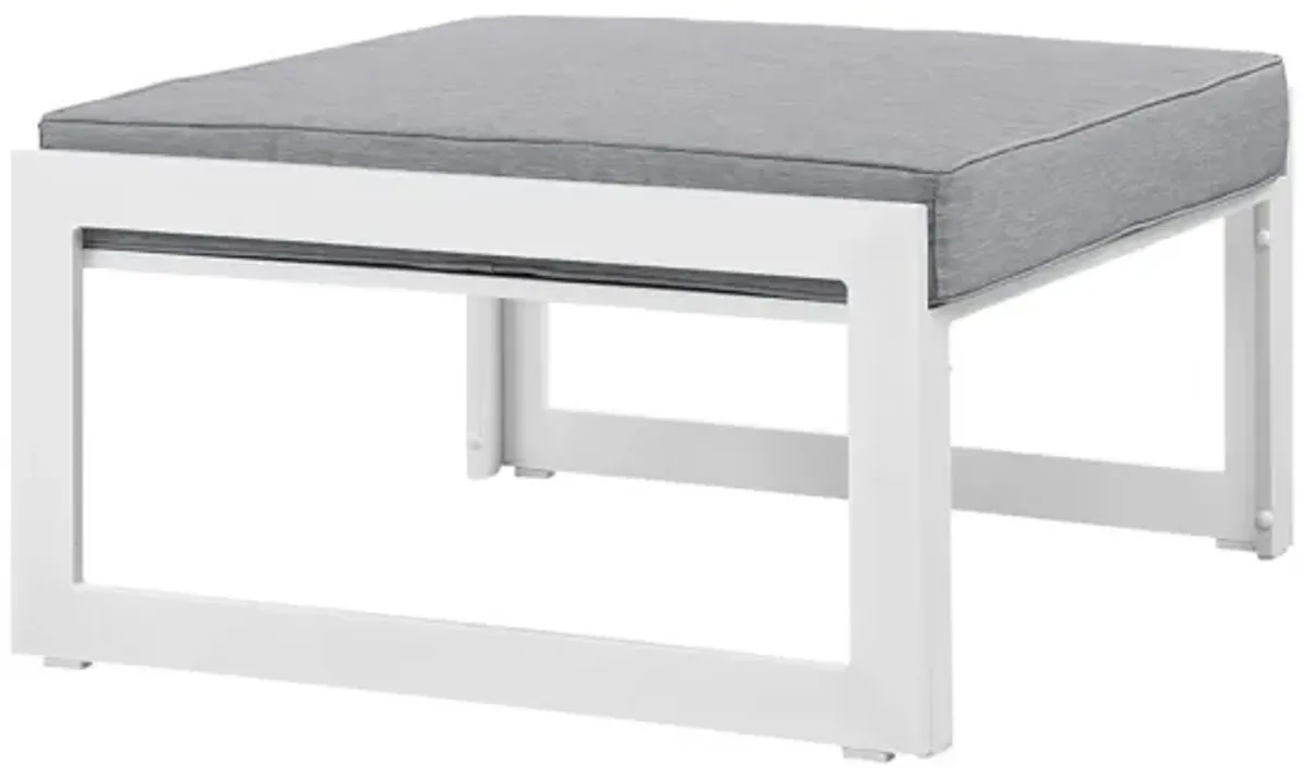 Fortuna Outdoor Patio Ottoman in White Gray