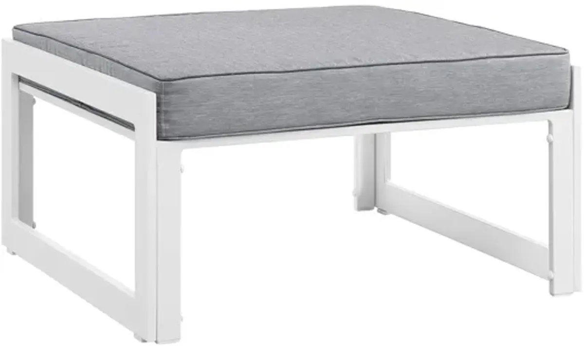 Fortuna Outdoor Patio Ottoman in White Gray