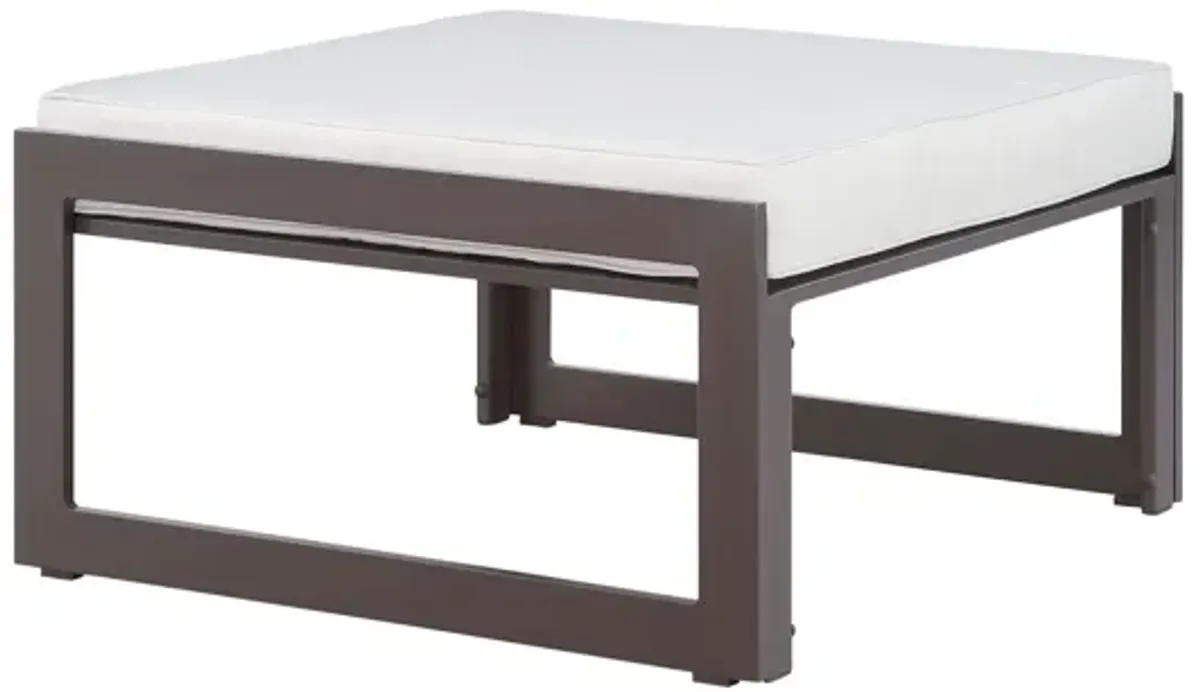 Fortuna Outdoor Patio Ottoman in Brown White