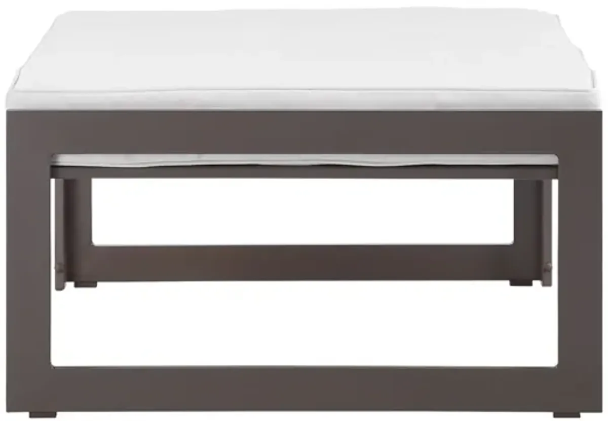 Fortuna Outdoor Patio Ottoman in Brown White