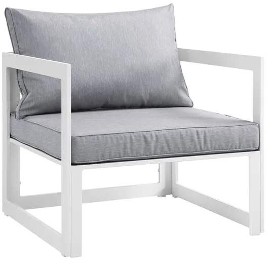 Fortuna 3 Piece Outdoor Patio Sectional Sofa Set in White Gray