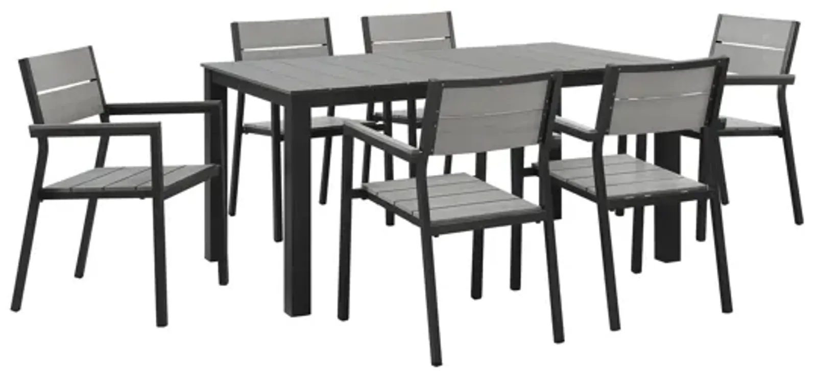 Maine 7 Piece Outdoor Patio Dining Set in Brown Gray