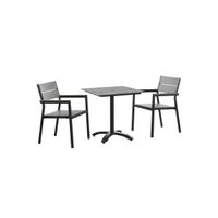 Maine 3 Piece Outdoor Patio Dining Set in Brown Gray