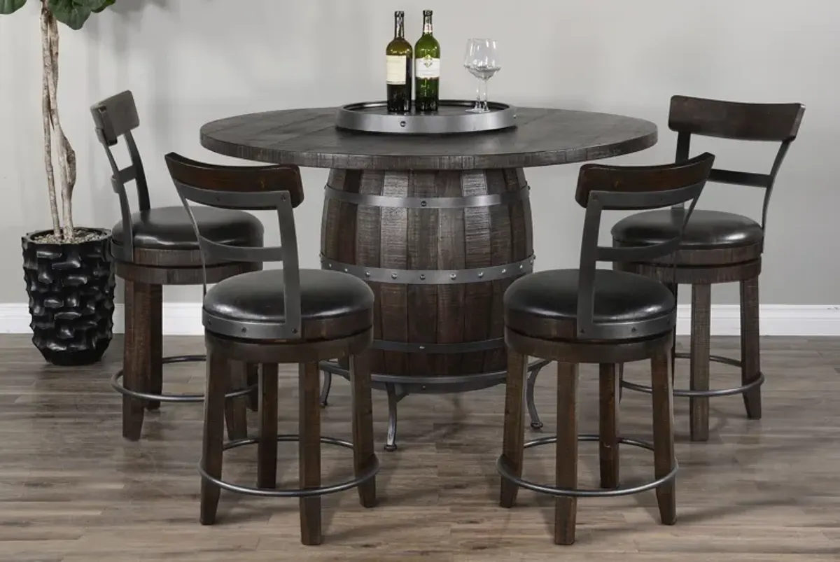 Vineyard Barrel Pub Table with Lazy Susan