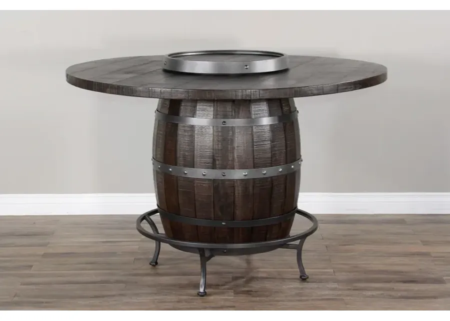 Vineyard Barrel Pub Table with Lazy Susan