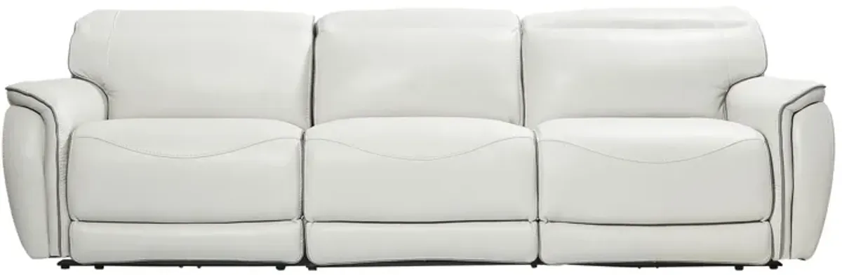 Corbin Fog Leather Dual Power Reclining Sofa