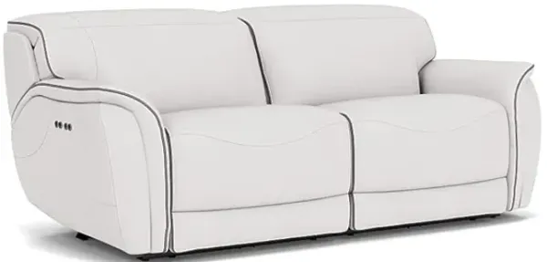 Corbin Fog Leather Dual Power Reclining Loveseat