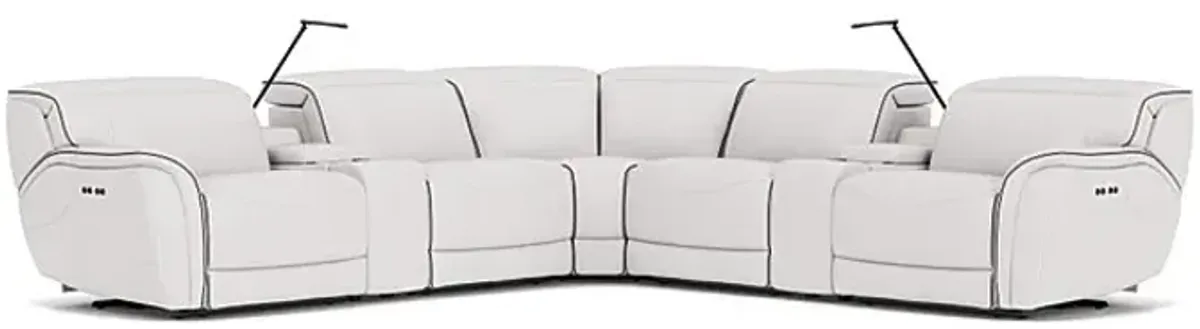 Corbin Fog Leather Dual Power Reclining 7-Piece Sectional