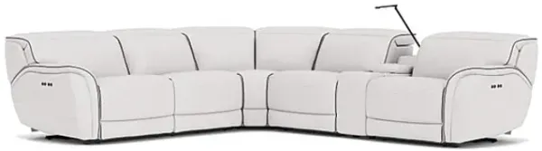 Corbin Fog Leather Dual Power Reclining 6-Piece Sectional
