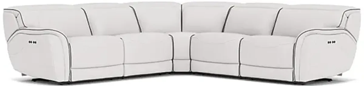 Corbin Fog Leather Dual Power Reclining 5-Piece Sectional