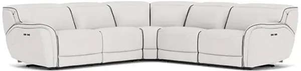 Corbin Fog Leather Dual Power Reclining 5-Piece Sectional