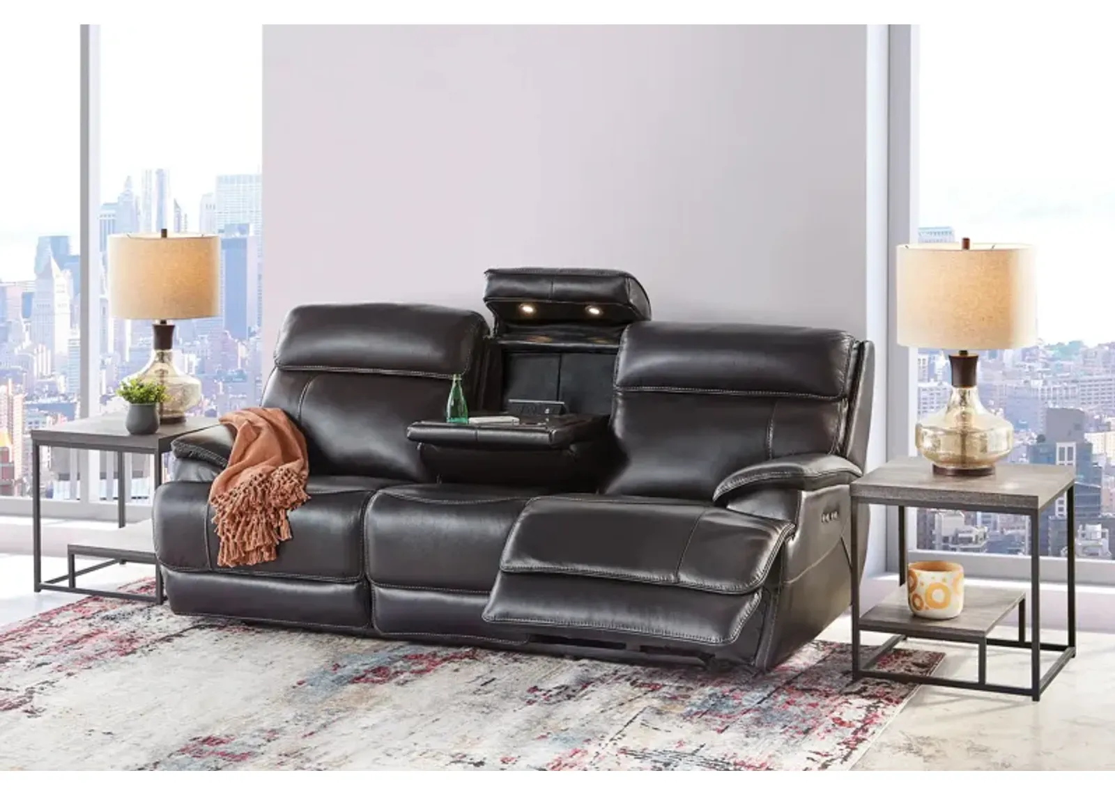 Landon Leather Dual Power Reclining Sofa