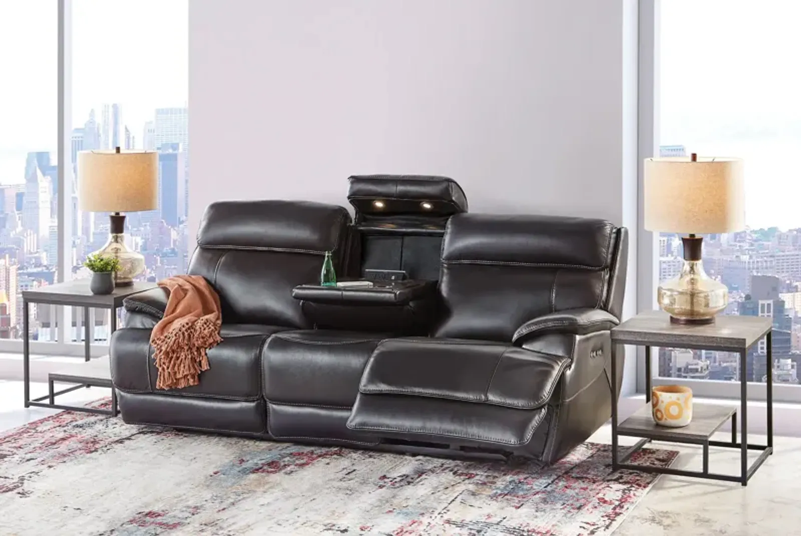 Landon Leather Dual Power Reclining Sofa