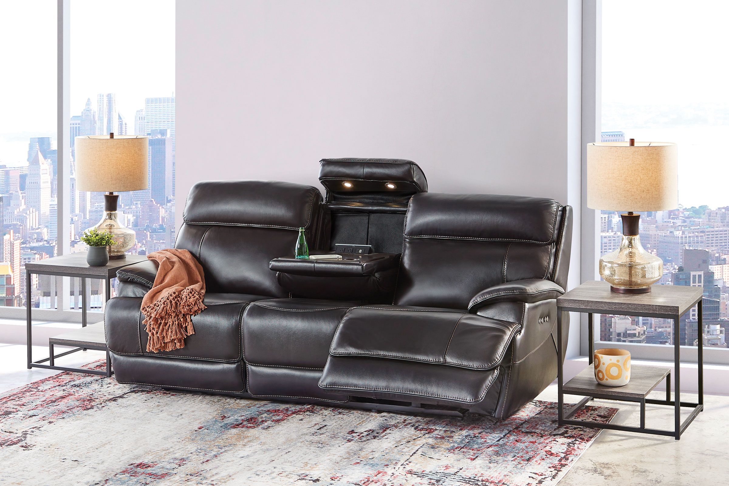 Landon Leather Dual Power Reclining Sofa