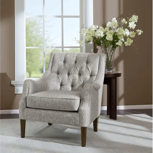 Qwen Button Tufted Accent Chair in Grey