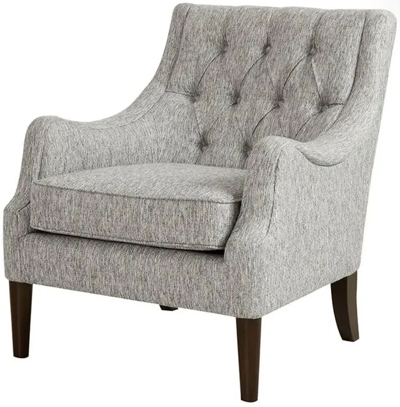 Qwen Button Tufted Accent Chair in Grey