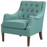 Qwen Button Tufted Accent Chair in Teal