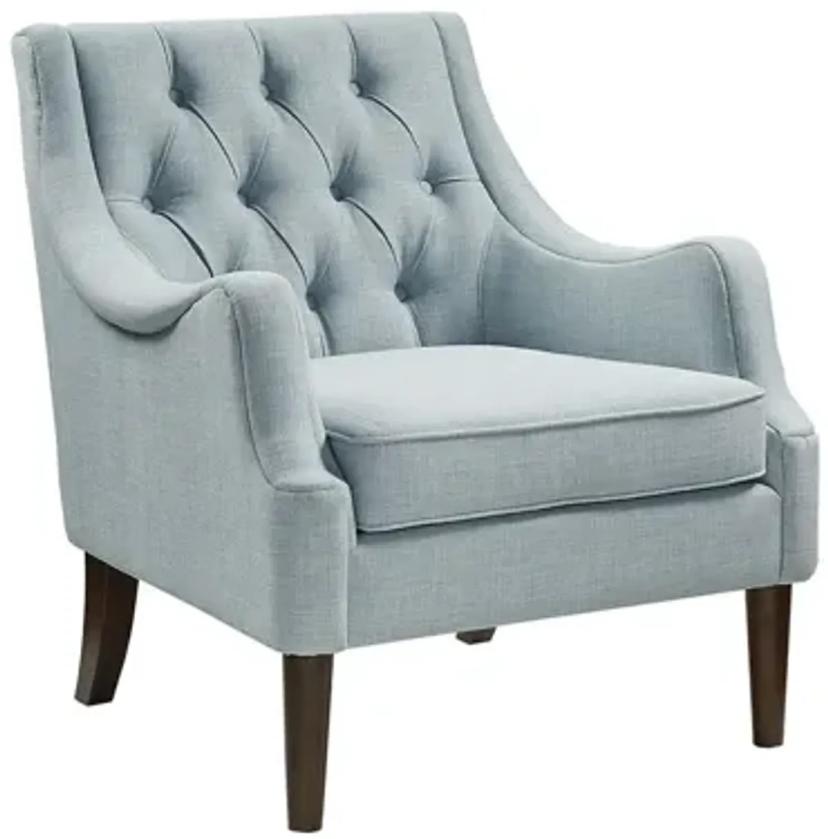 Qwen Button Tufted Accent Chair in Dusty Blue