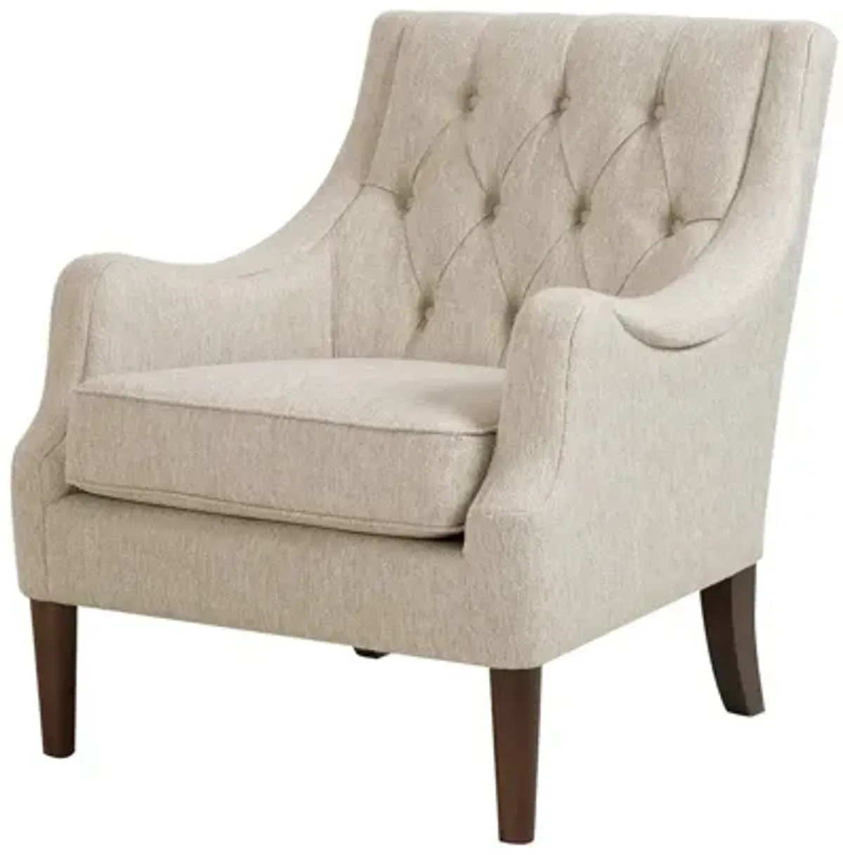 Qwen Button Tufted Accent Chair In Beige