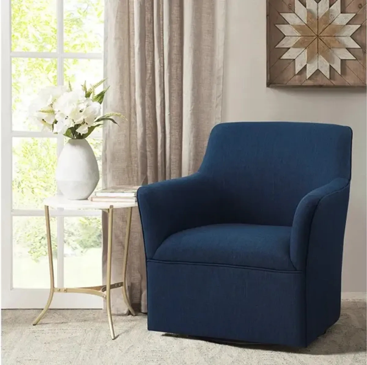 Augustine Swivel Glider Chair in Navy