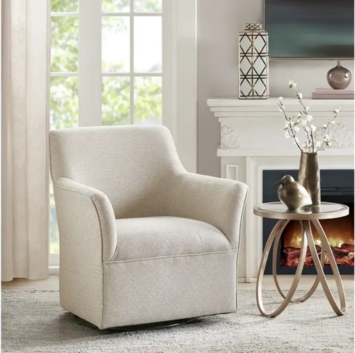 Augustine Swivel Glider Chair in Cream