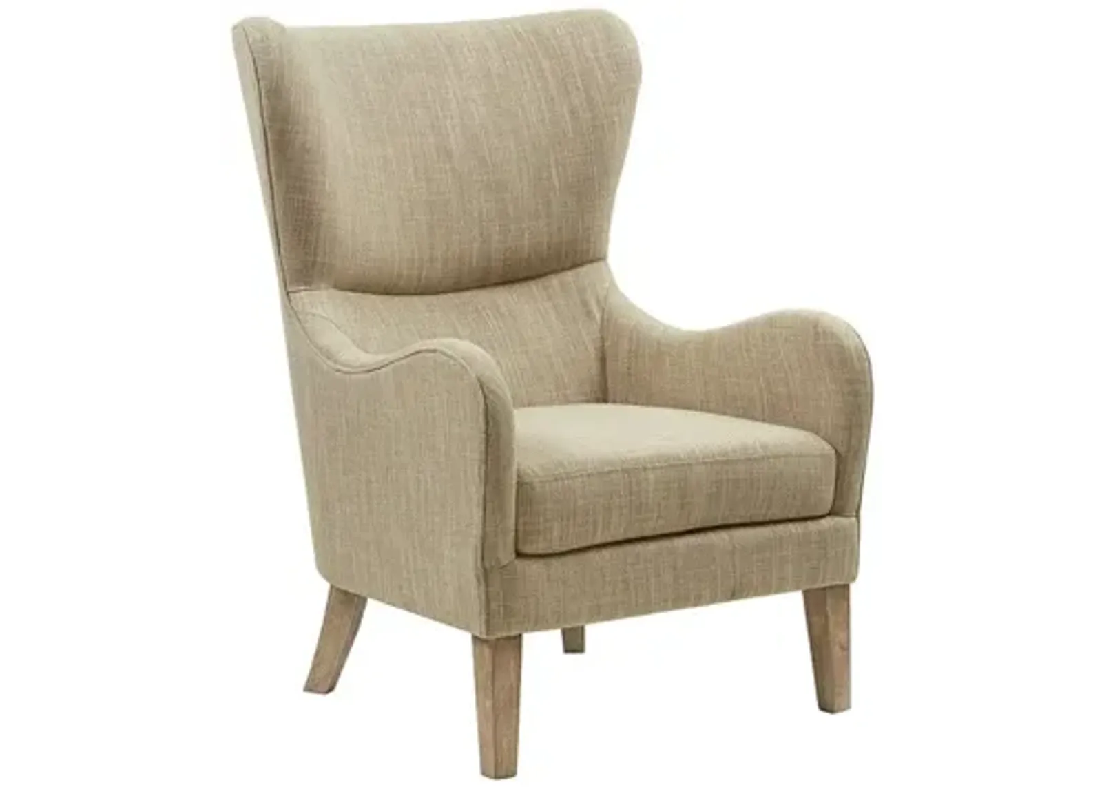 Arianna Swoop Wing Chair in Taupe