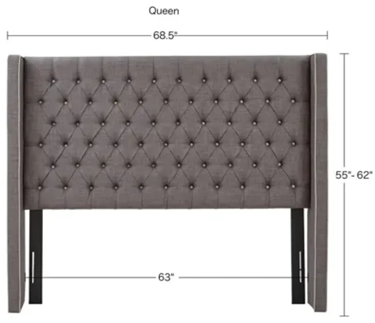 Amelia Upholstered Queen Headboard in Grey