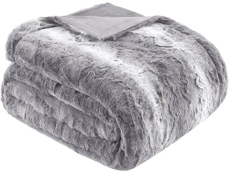 Zuri Oversized Faux Fur Throw in Grey