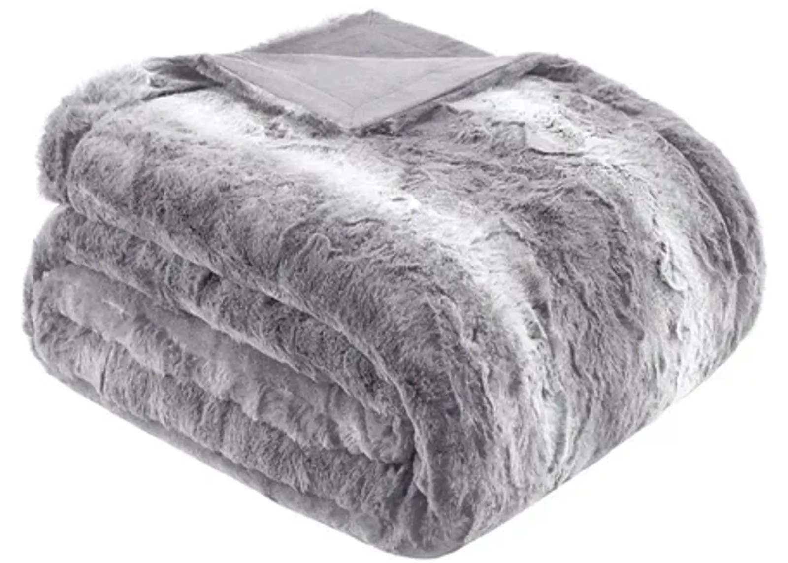 Zuri Oversized Faux Fur Throw in Grey