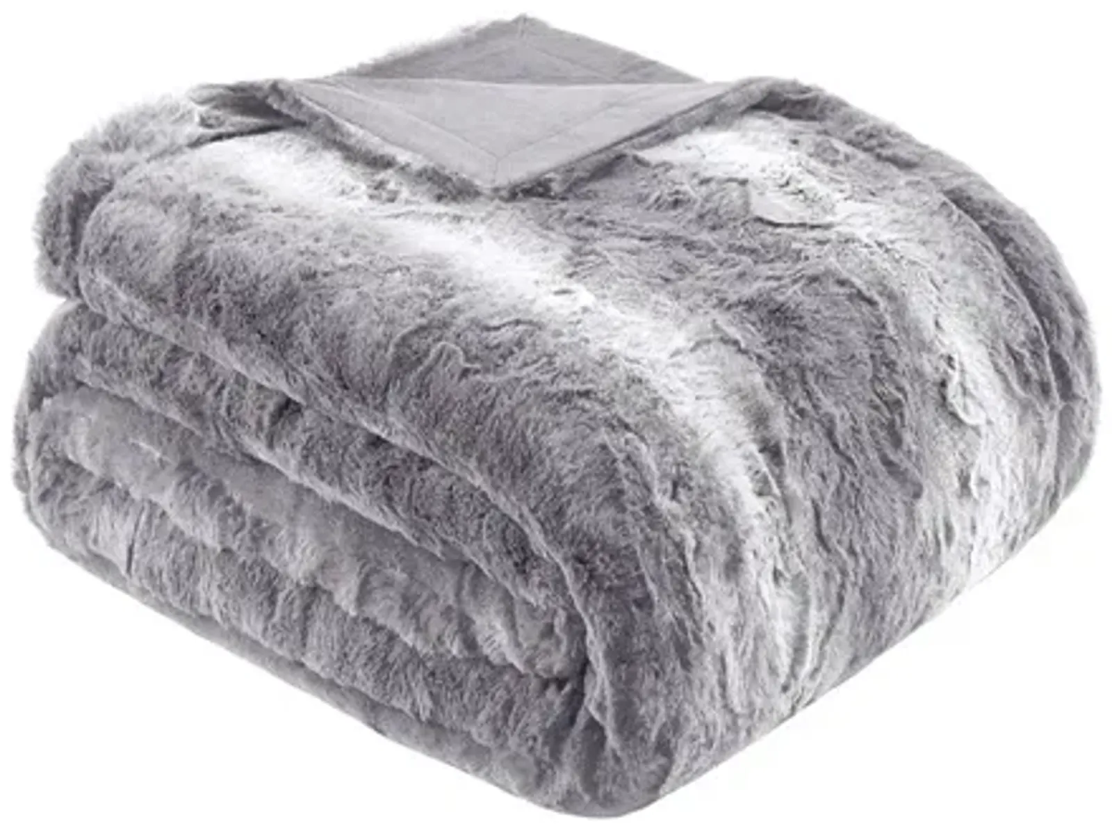 Zuri Oversized Faux Fur Throw in Grey