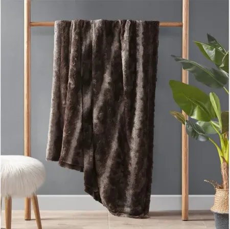 Zuri Oversized Faux Fur Throw in Brown