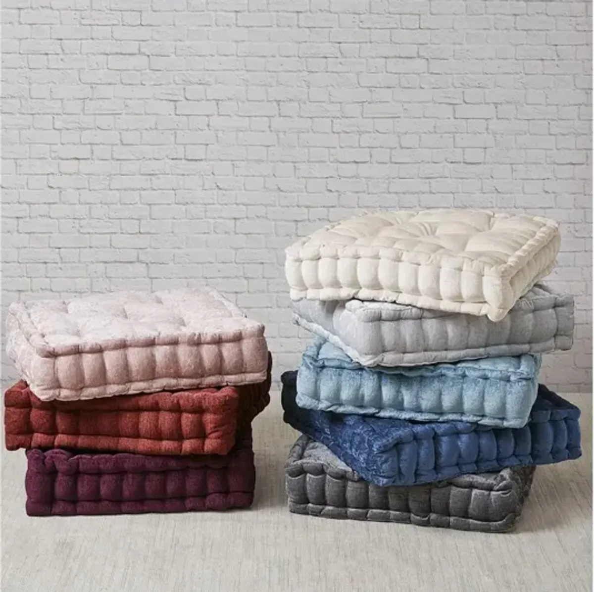 Azza Poly Chenille Square Floor Pillow Cushion Blush