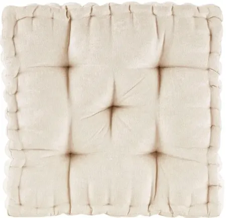 Azza Poly Chenille Square Floor Pillow Cushion Ivory
