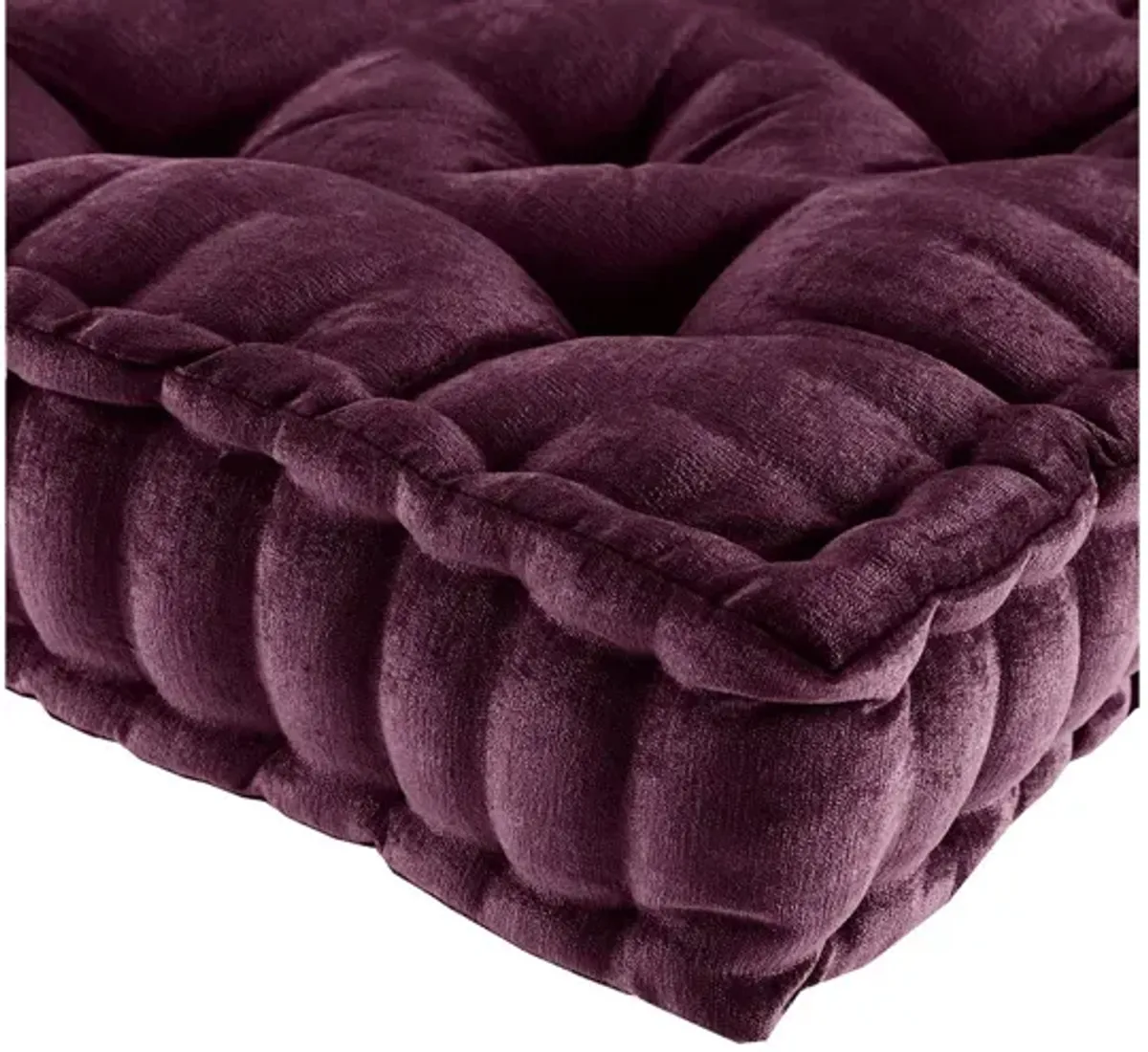 Azza Poly Chenille Square Floor Pillow Cushion Plum