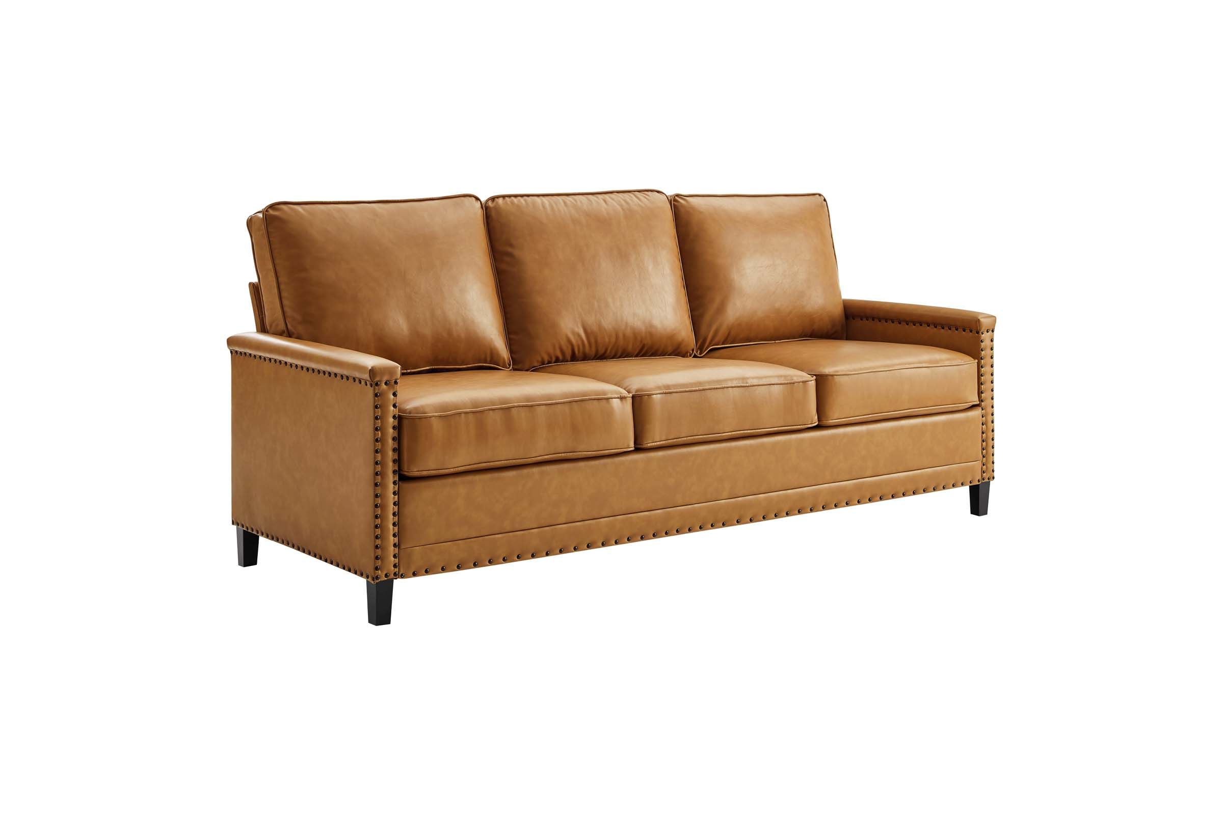 Ashton Vegan Leather Sofa in Tan