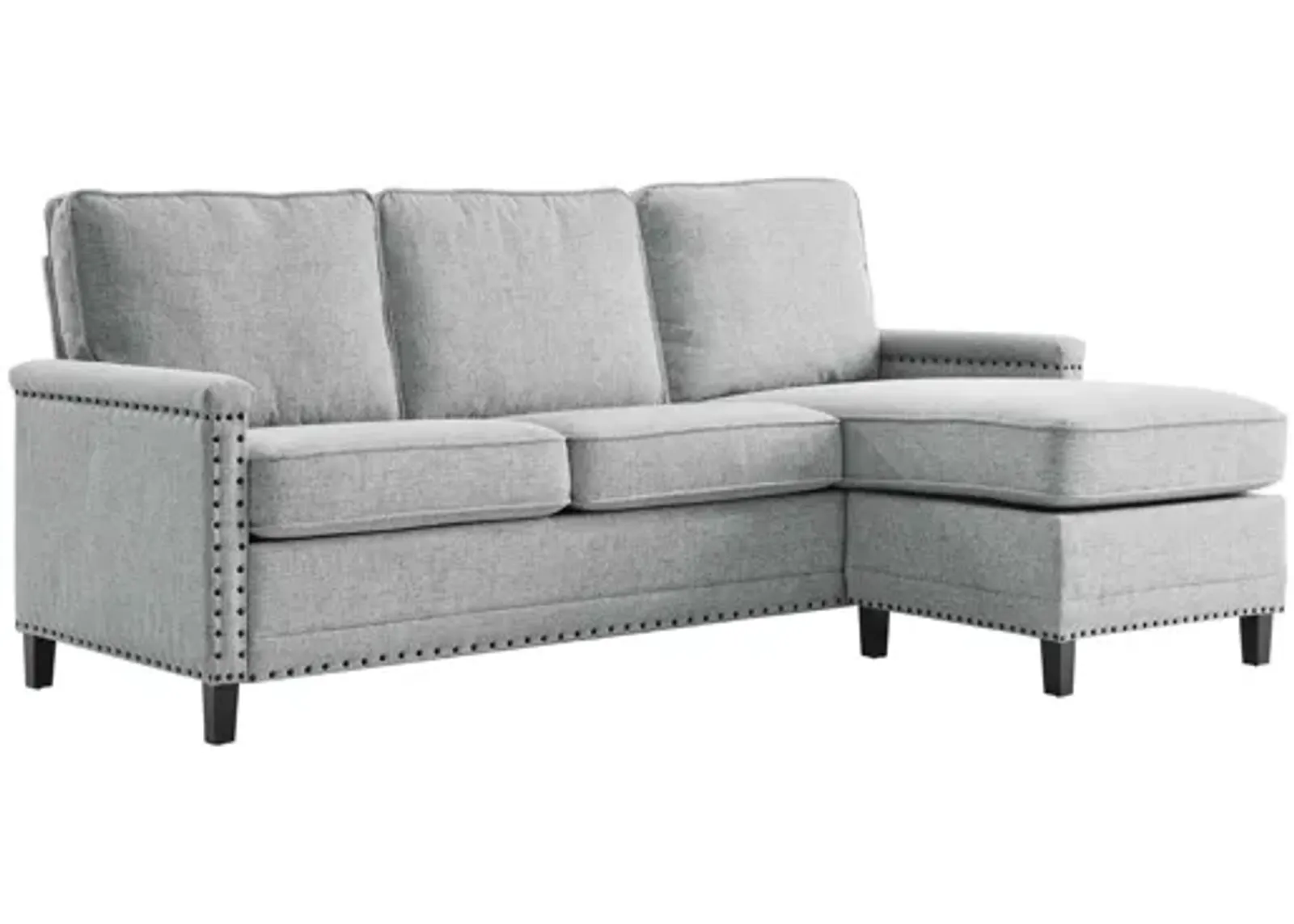 Ashton Upholstered Fabric Sectional Sofa in Light Gray