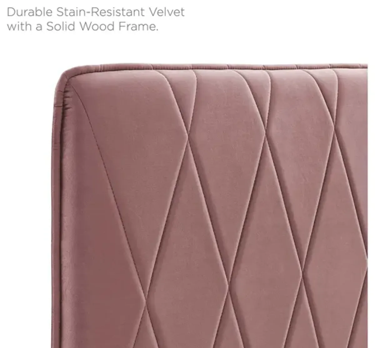 Leila Performance Velvet King/California King Headboard in Dusty Rose