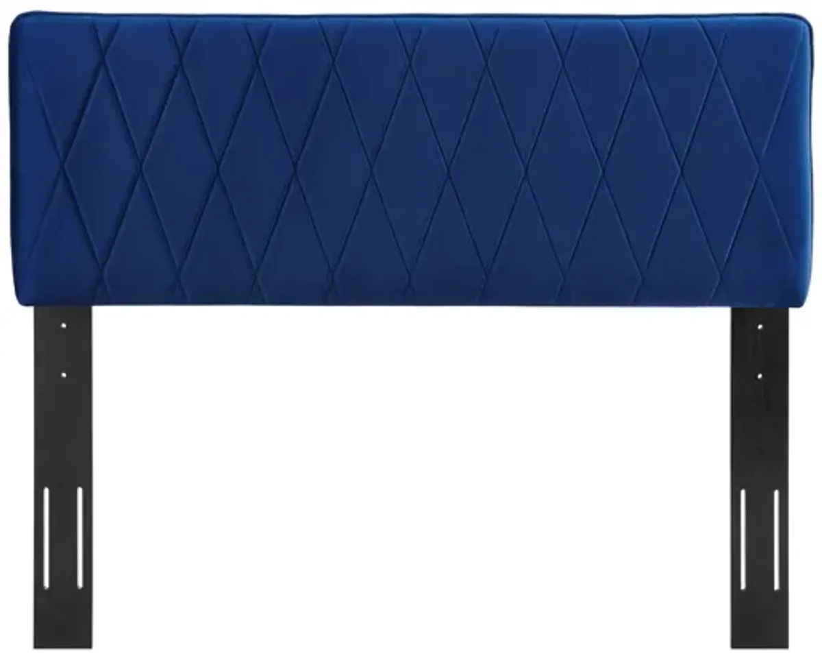 Leila Performance Velvet King/California King Headboard in Navy